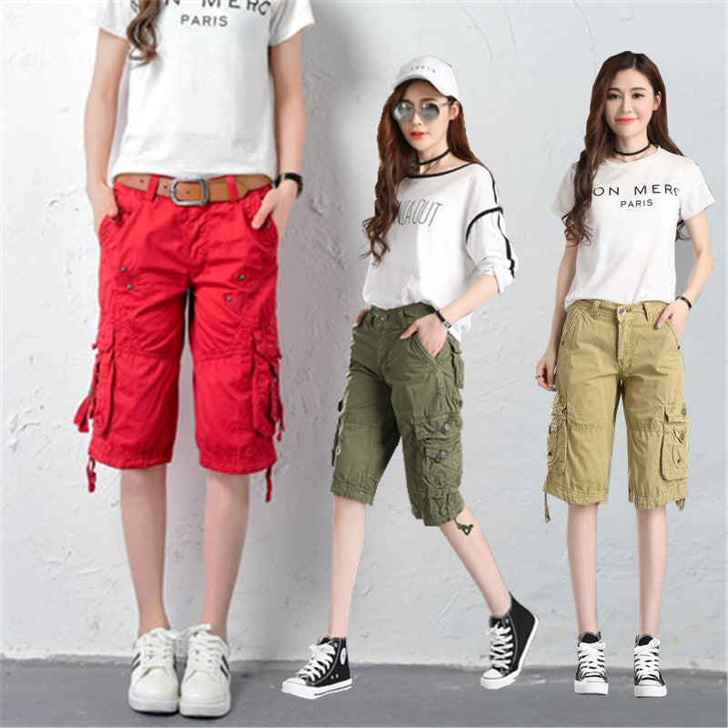 Casual Pants Loose Overknee Cropped Pants Multicolor Plus Size