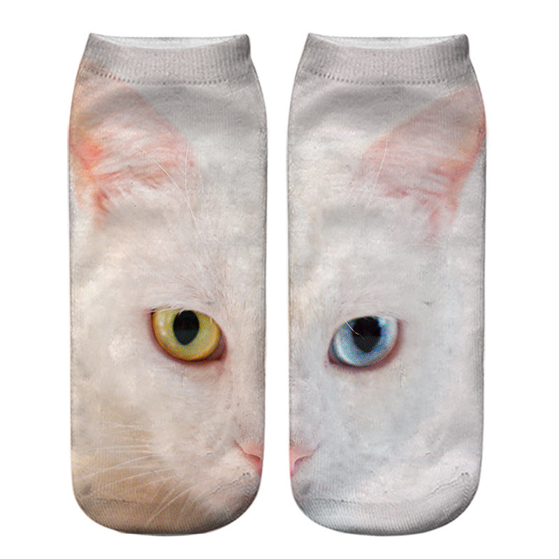 Cat Eye 3D Printing Heat Transfer Short Socks