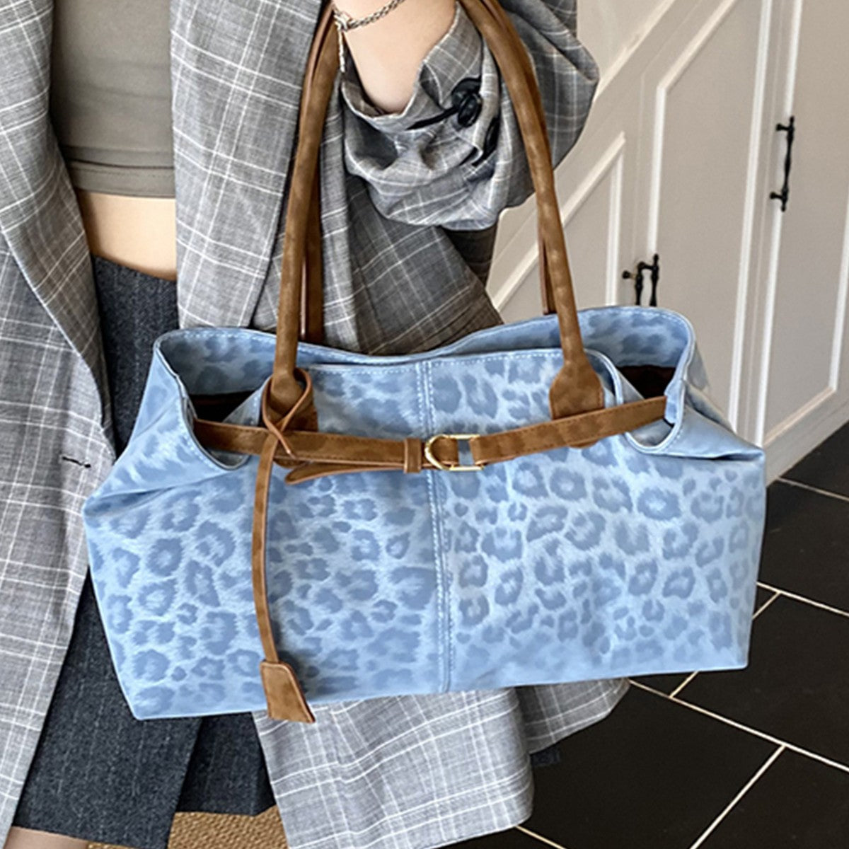 Leopard-print Shoulder Bag Fashionable Versatile And Minimalist