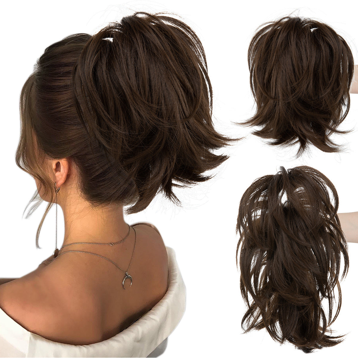Wig Female Ponytail Short Grip Curly Hair