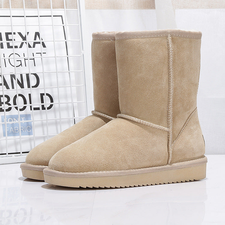 Middle Tube Plus Velvet Warm  Boots Student Cotton Shoes