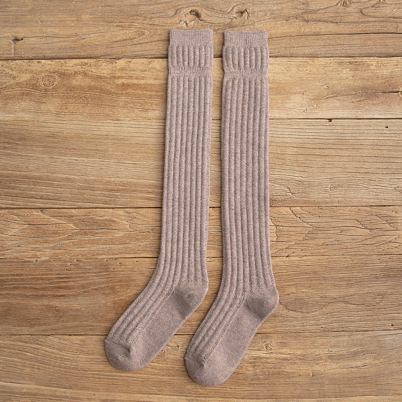 Simple College Wind Over The Knee Socks