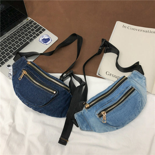 Denim Chest Bag Harajuku Style Ins Japanese And Korean