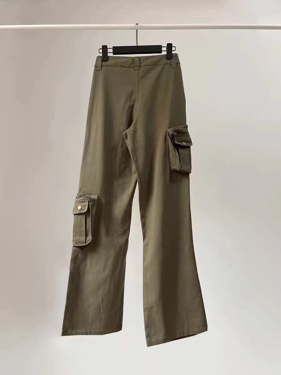 West Coast Spicy Girls Multi Pocket High Waist Military Wide Leg Pants