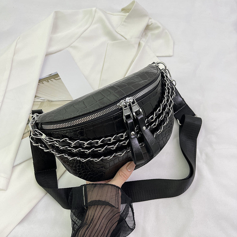 Stone Pattern Messenger Bag Female Temperament Wide Shoulder Temperament