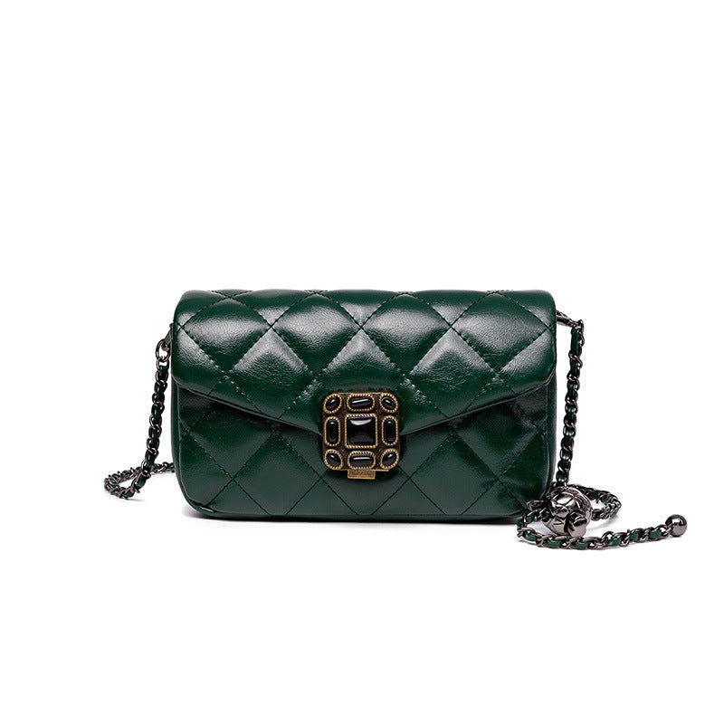 One Shoulder Cross Body Diamond Lattice Chain Bag