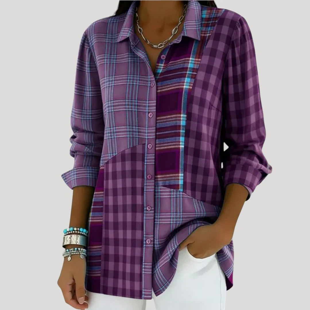Womens Factory-Custom Long-Sleeve Contrast-Color Shirt
