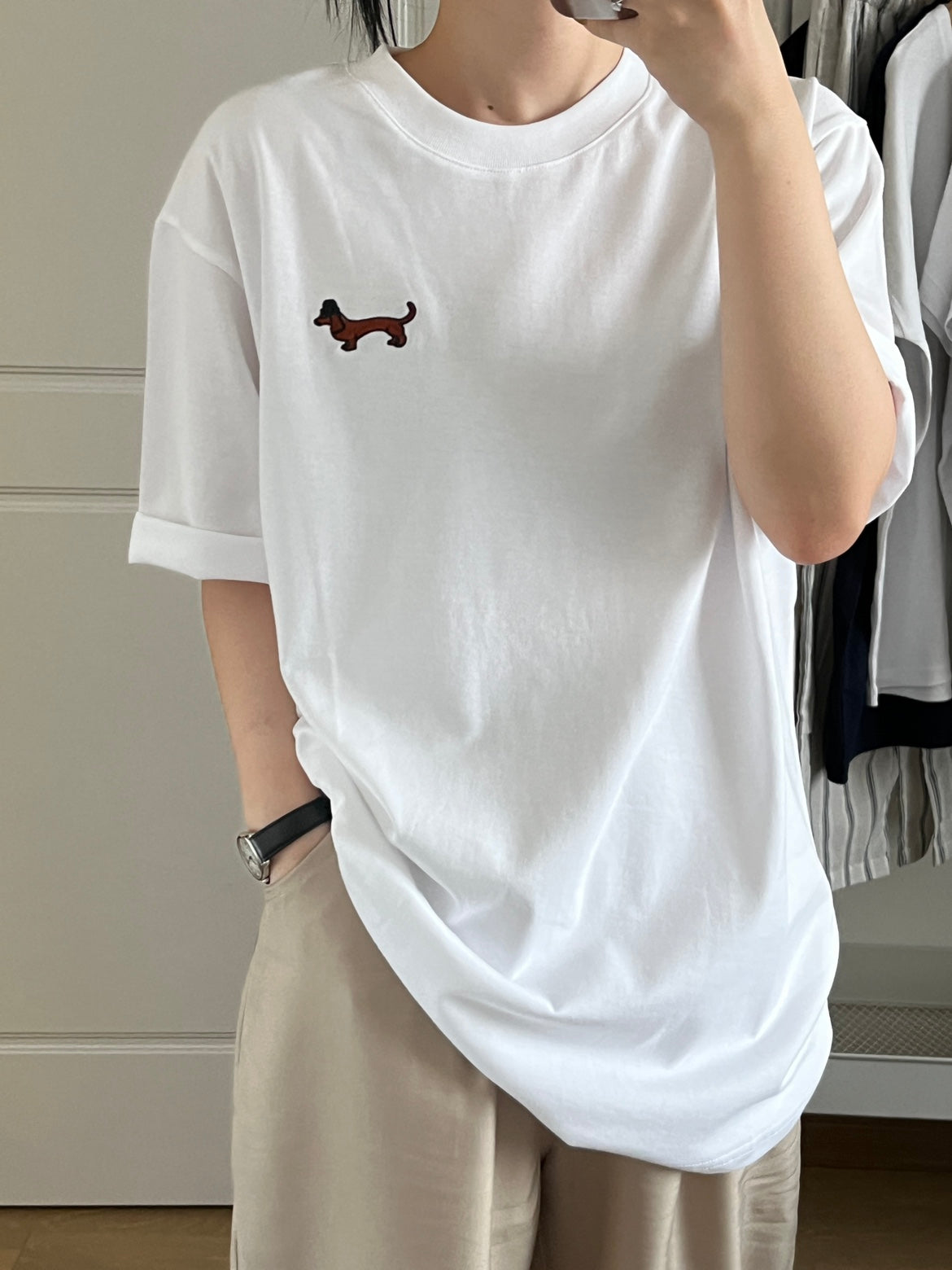 Cotton Casual Loose Sausage Dog Short T-shirt