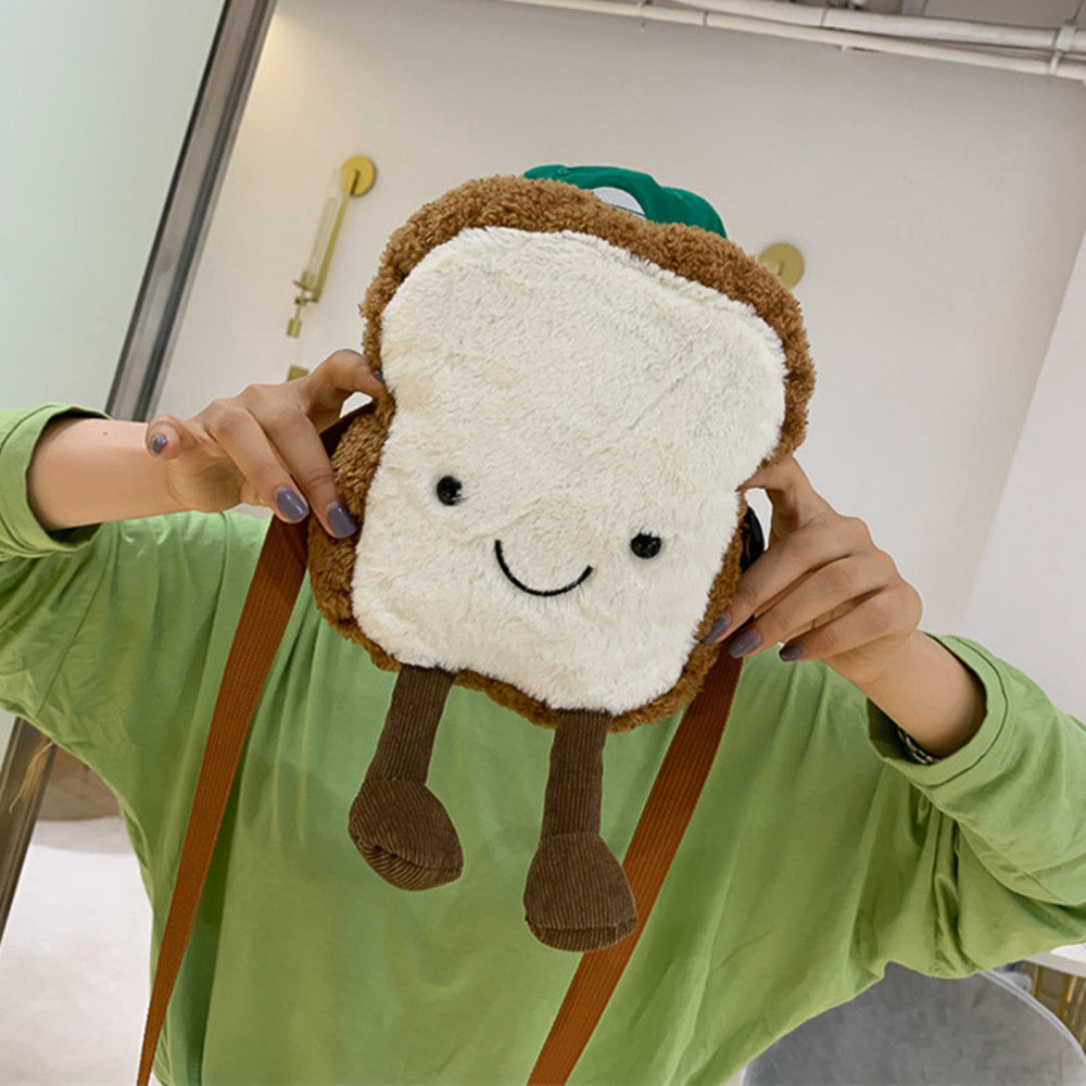 Toast Bread Plush Funny And Cute Messenger Bag