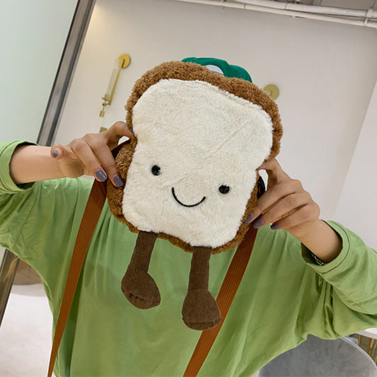 Toast Bread Plush Funny And Cute Messenger Bag