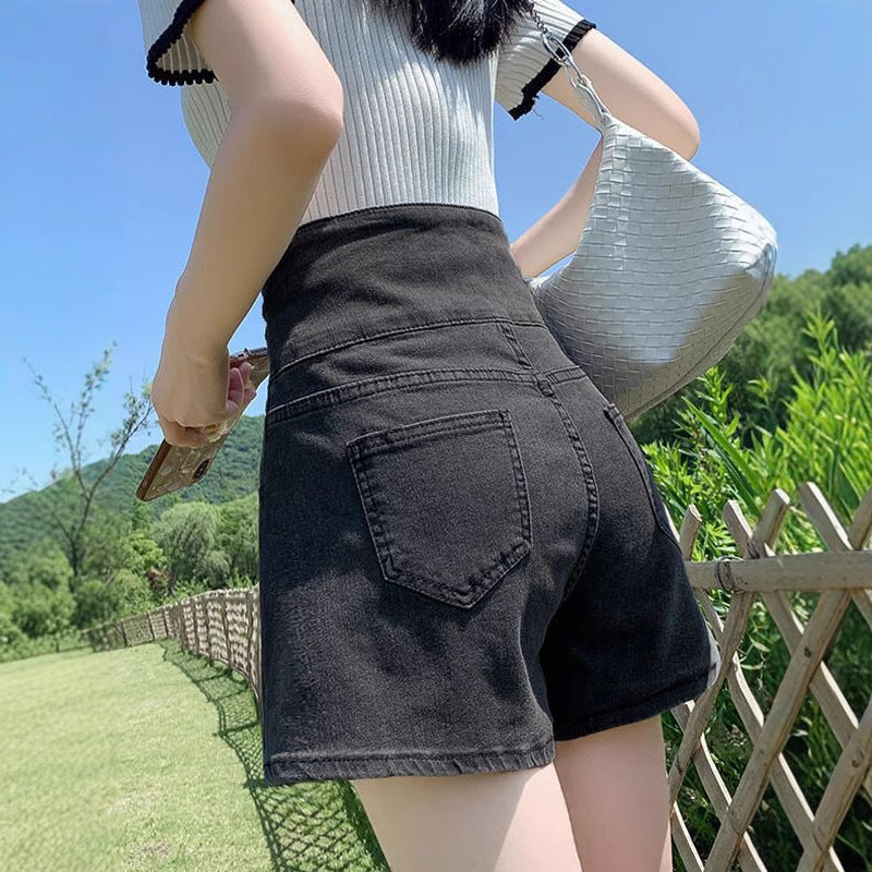 Womens Retro Ultra-High-Waist Denim Shorts