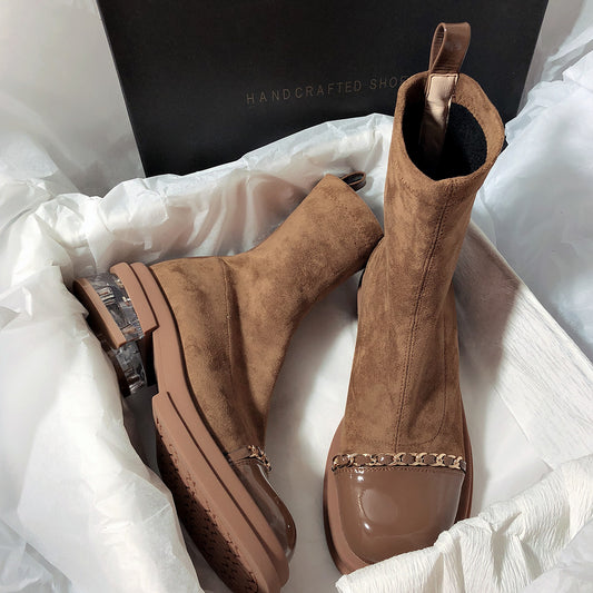 Women's Crystal Heel Skinny Casual Ankle Boots