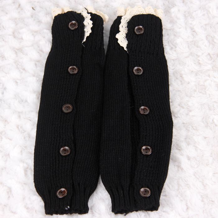 Children's Button Knitted Wool Pile Warm Foot Cover