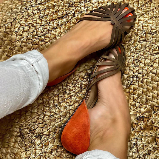 Summer Casual Flat Heel Women's Shoes Plus Size Square Buckle