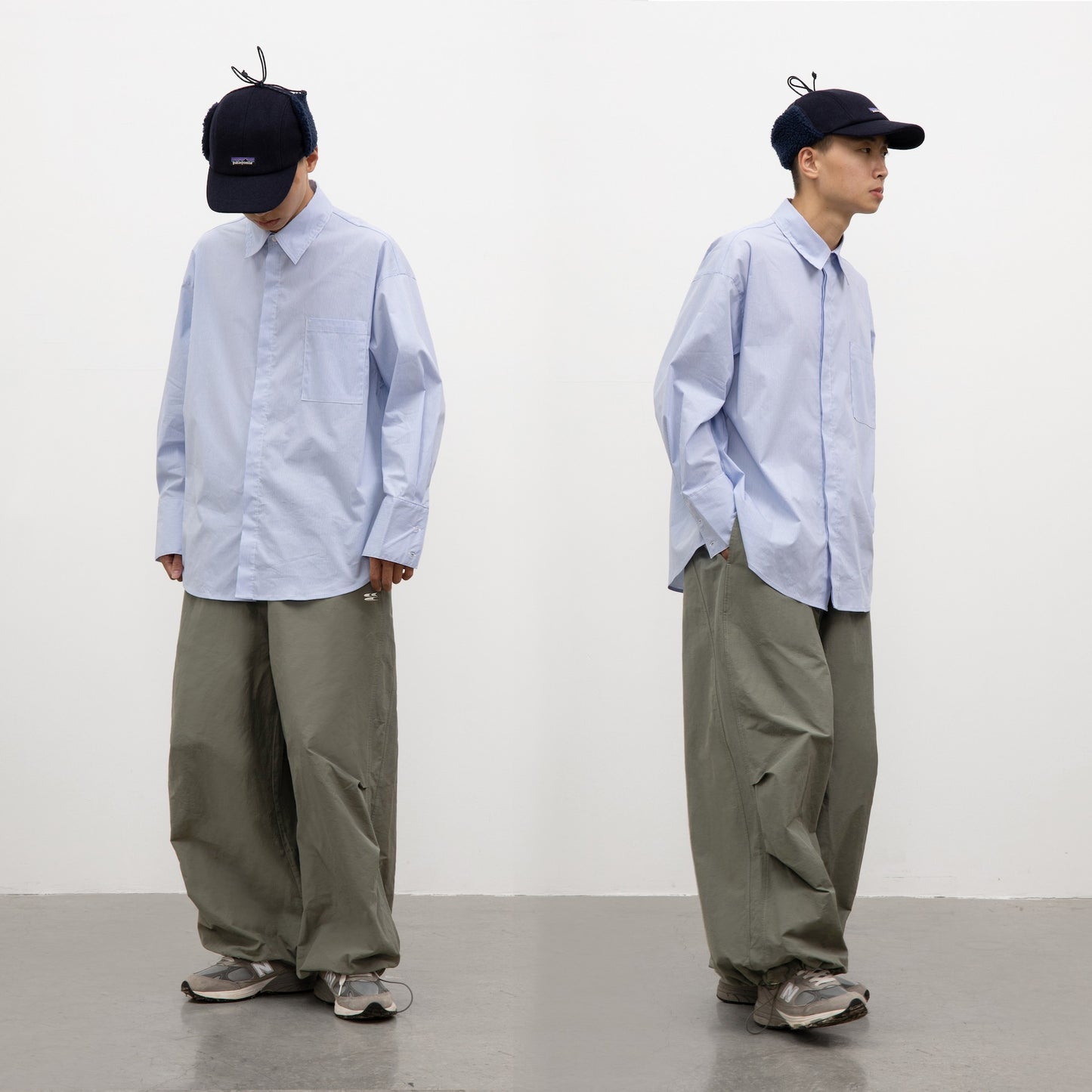 Grey-green American Trench Coat Wide-leg Sweatpants