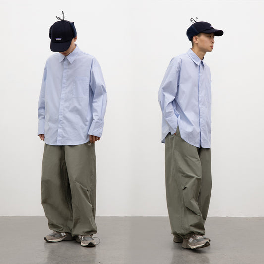 Grey-green American Trench Coat Wide-leg Sweatpants
