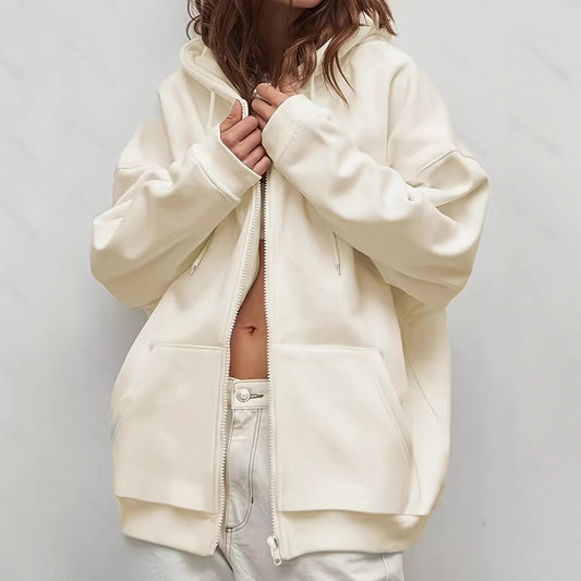 Plus Size Hooded Loose And Idle Fleece Padded Coat