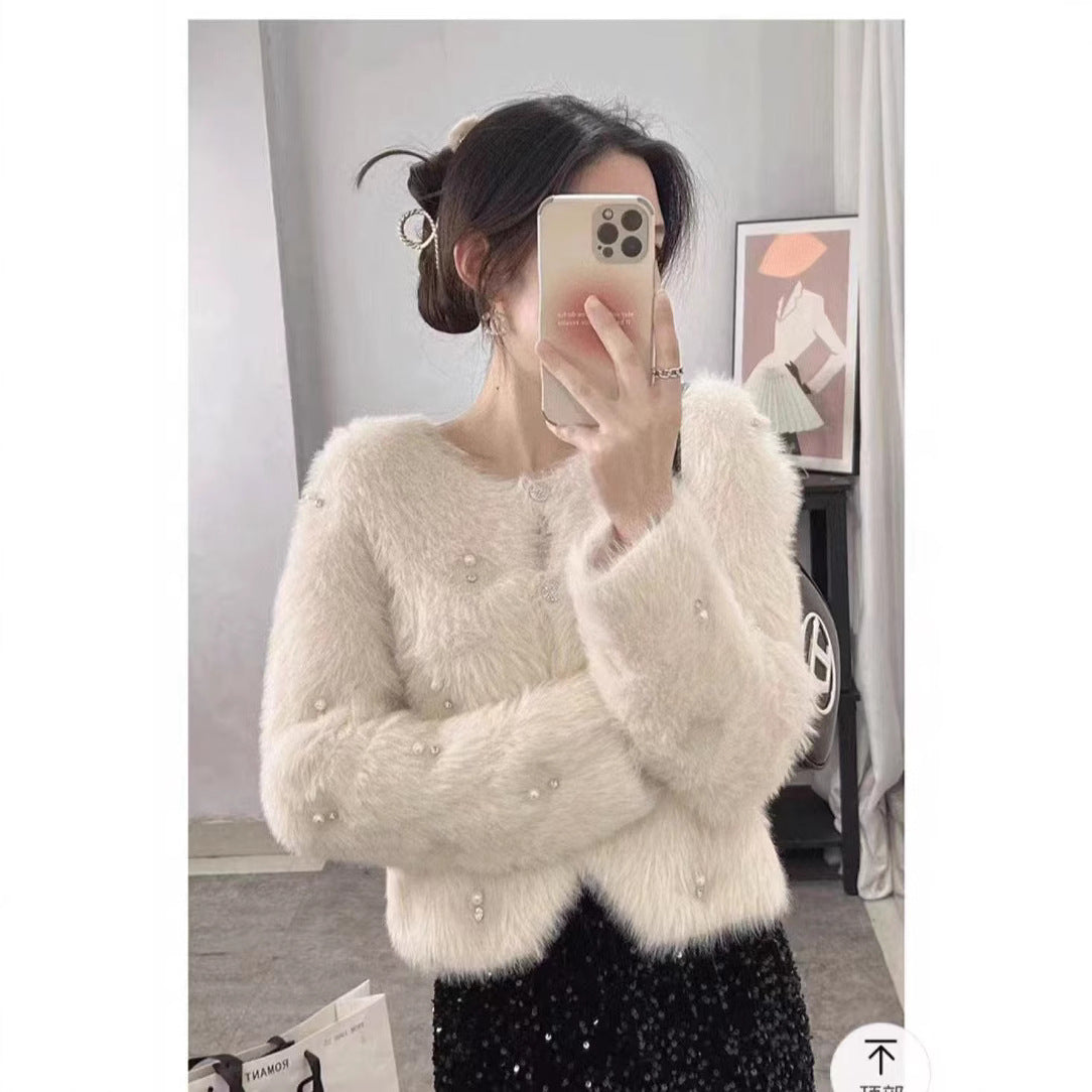 Short Temperamental Diamond Cardigan Autumn And Winter New Beaded Sweater