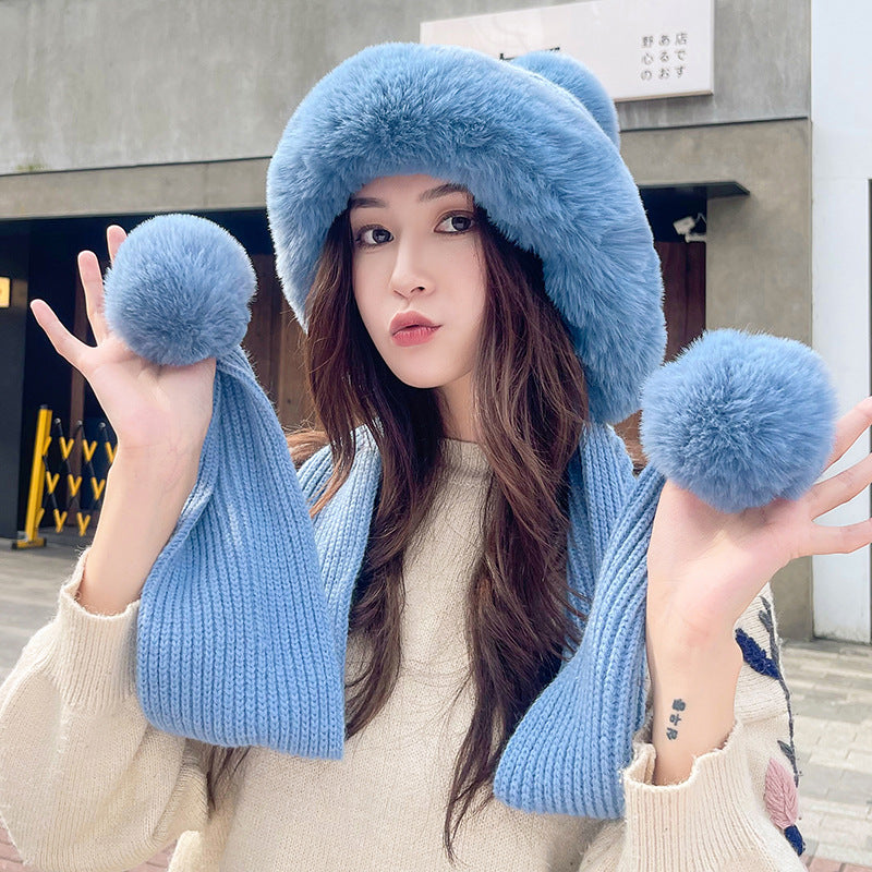 Warm And Simple Three-ball Knitted Woolen Hat