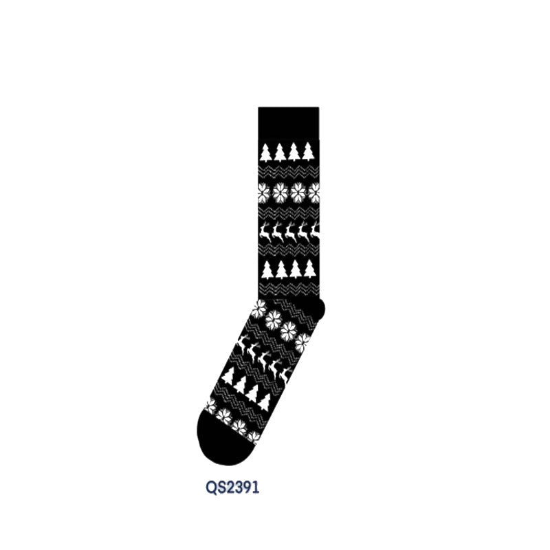 Male And Female Middle Tube Christmas Stockings Cartoon Cute Mid-calf Length Socks