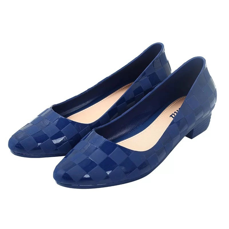 Plaid Pointed Toe Shoes Jelly Casual Shallow Mouth Korean Version