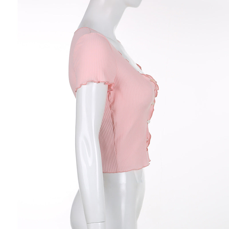 Slim Fitting V-neck Lace Top Cardigan