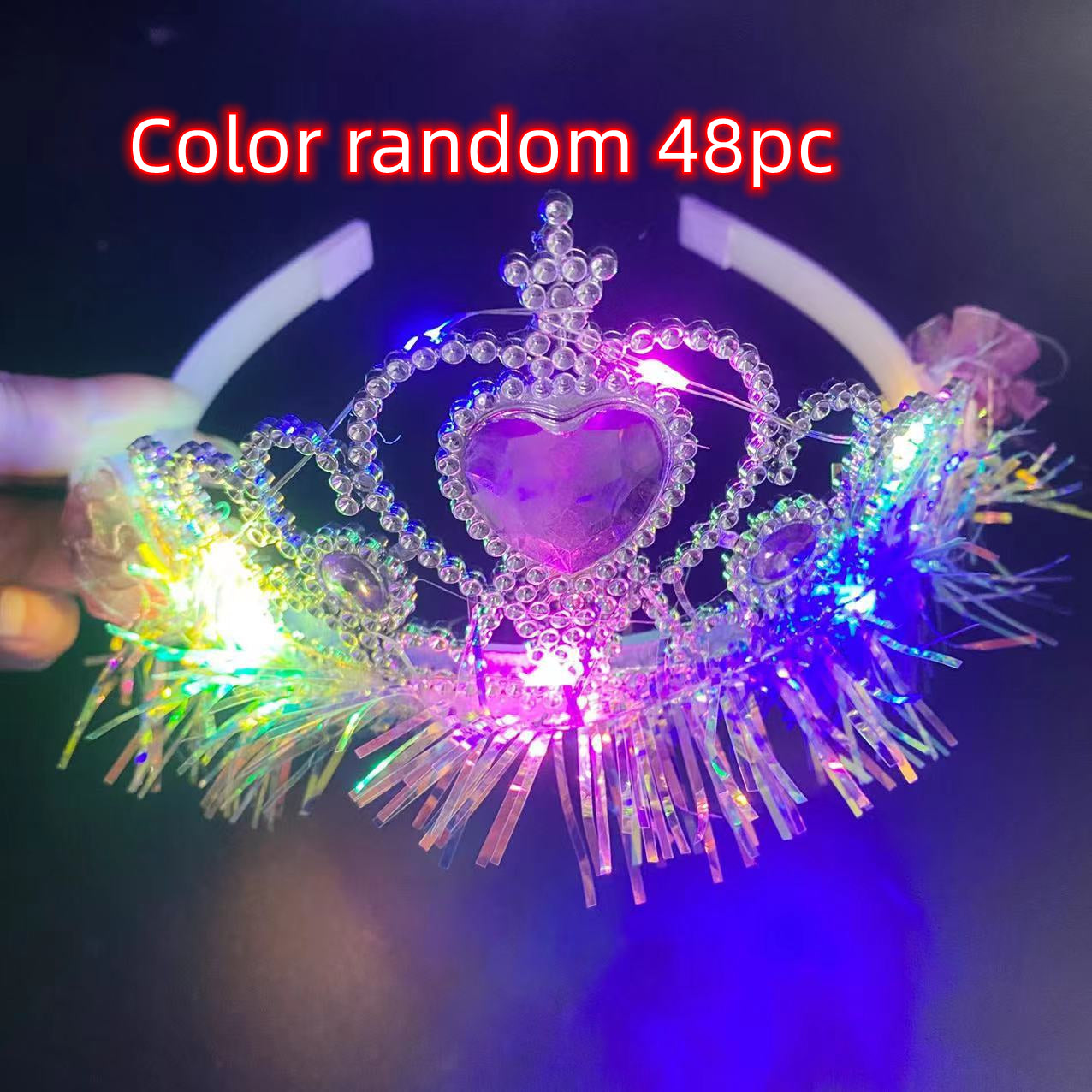 Luminous Gold Silk Princess Crown Sliding Toothed Children Clip Headband Head Accessories