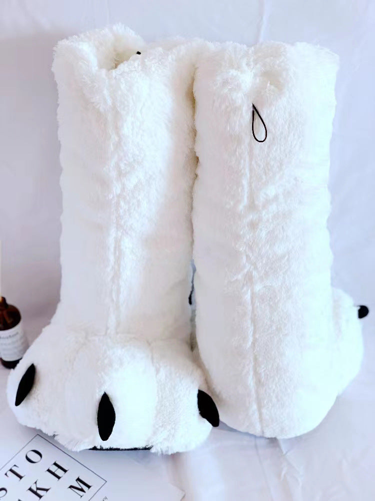Super High Top Boots Plush Bear Paw Cotton Shoes