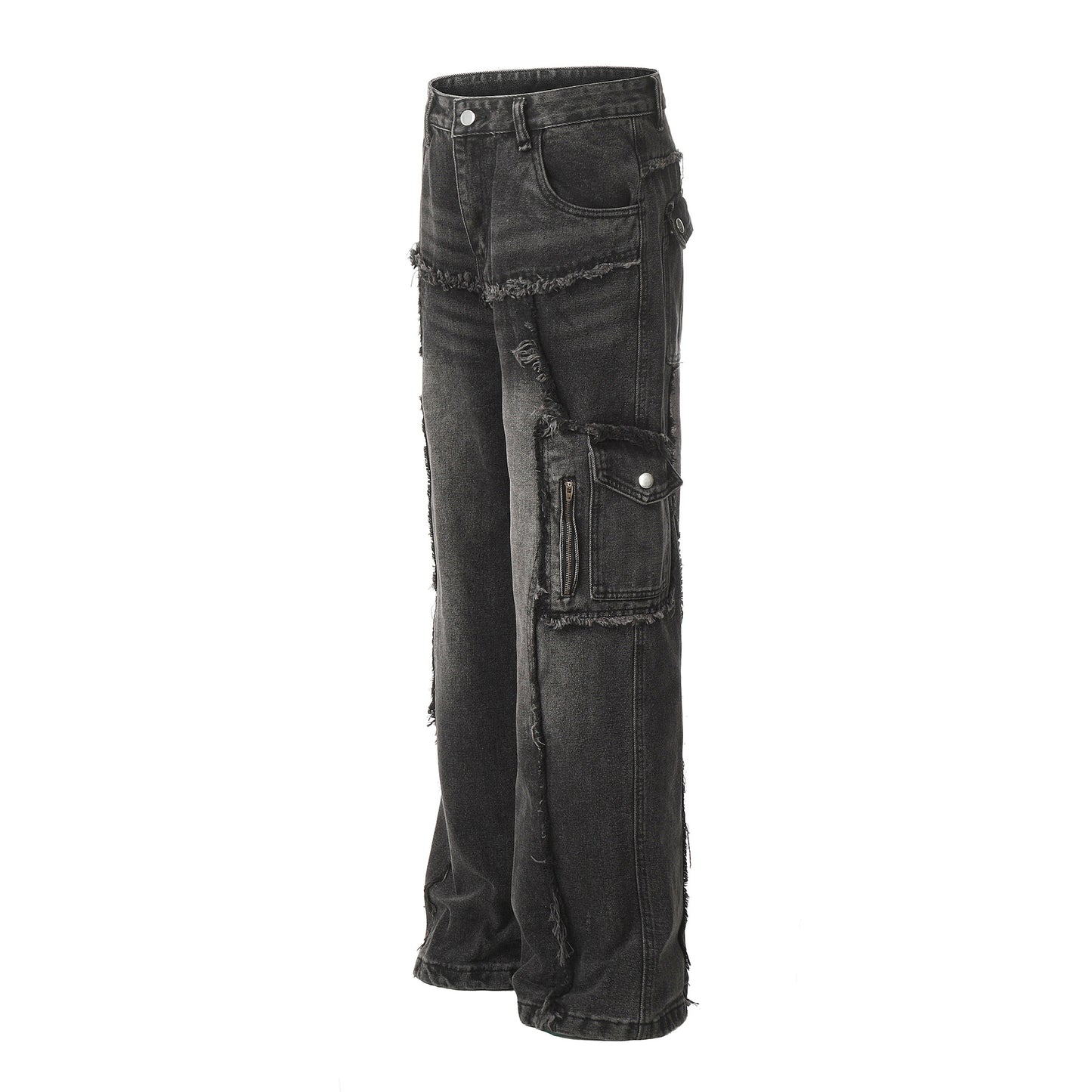 Jeans i høj kvalitet med design med flere lommer og rå kanter