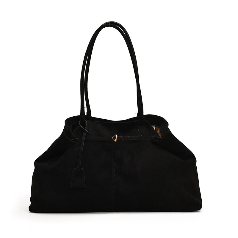 Leather-velvet Square Underarm Shoulder Bag With A Niche Design