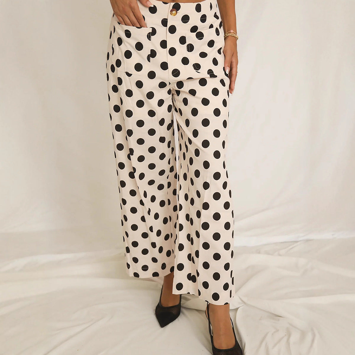 Stylish And Playful Polka-dot Print Slimming Casual Pants For Women