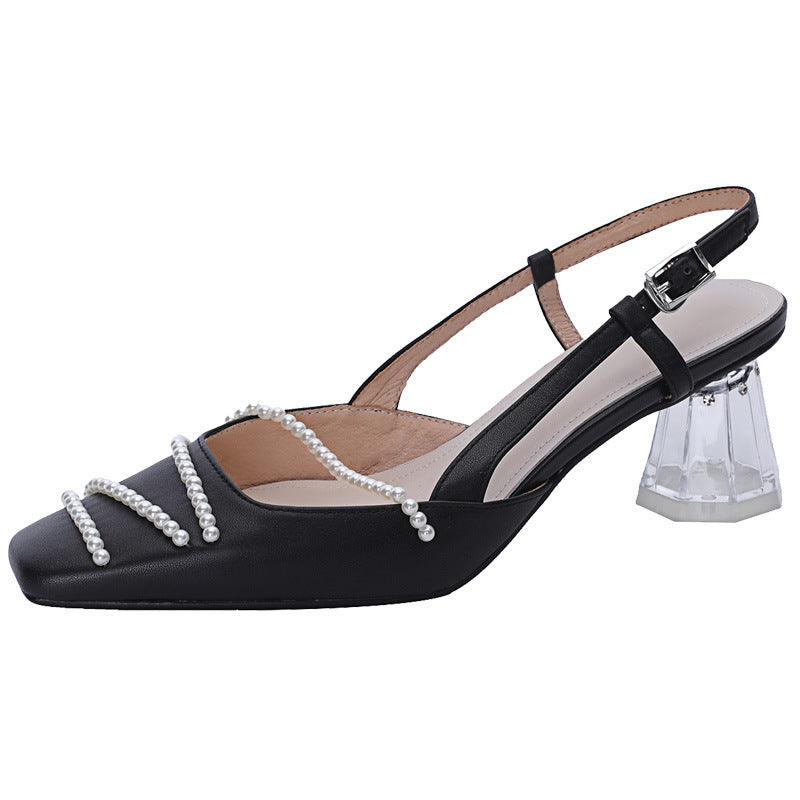 Women's Crystal Clear Heel High Heels Toe Sandals