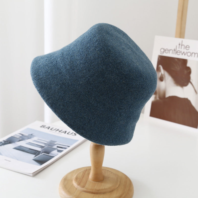 Wool Fisherman Hat Flat Top Foreign Style Multicolor
