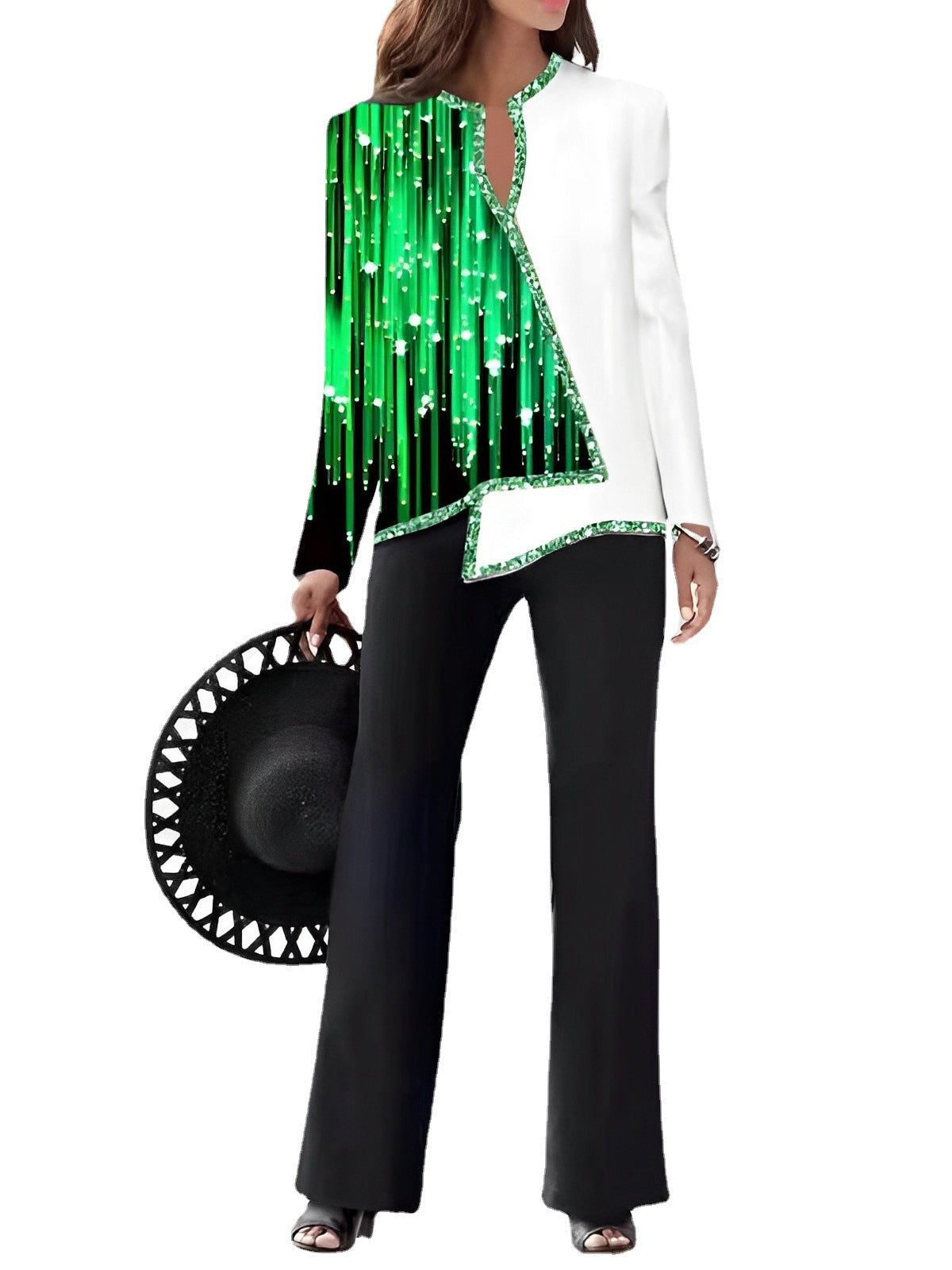 Women's Fashion 3D Digital Printing Shirt And Trousers Suit