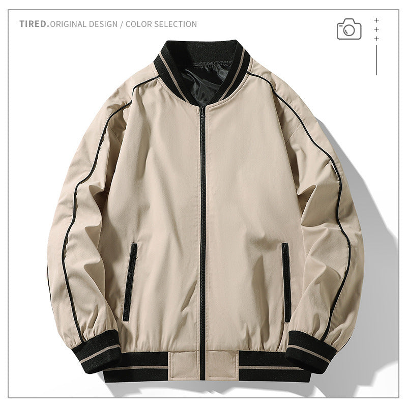 Men's Baseball Collar Casual Jacket Plus Size Coat Top Men