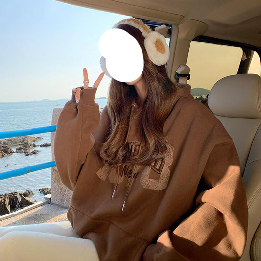 Loose Long Sleeve Small Print Top