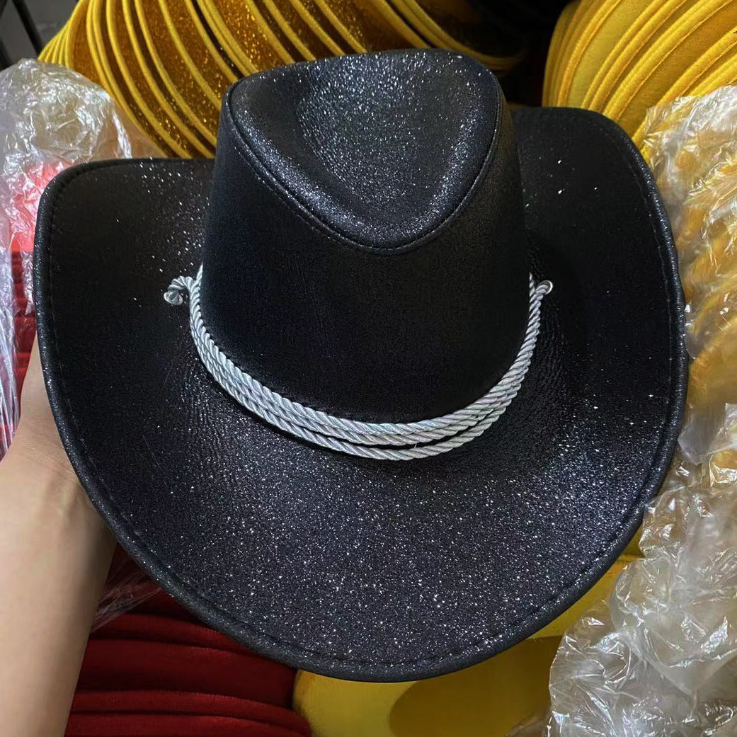 Western Denim Male Hat Double-sided Suede Sun Hat Female Horse Riding Hat
