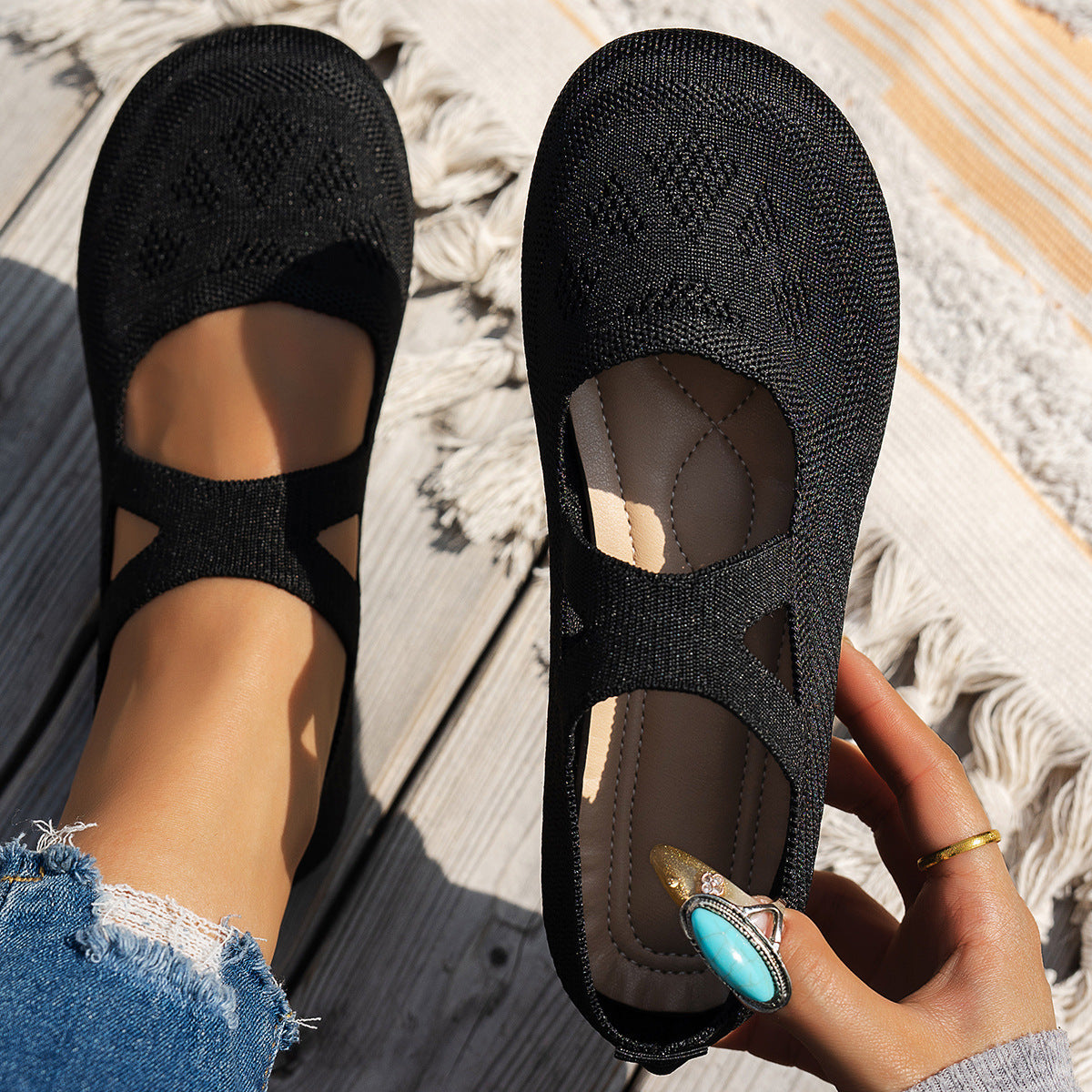 Round-toe Solid-color Fashionable Flat Casual Shoes For Women