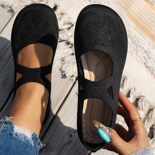 Round-toe Solid-color Fashionable Flat Casual Shoes For Women