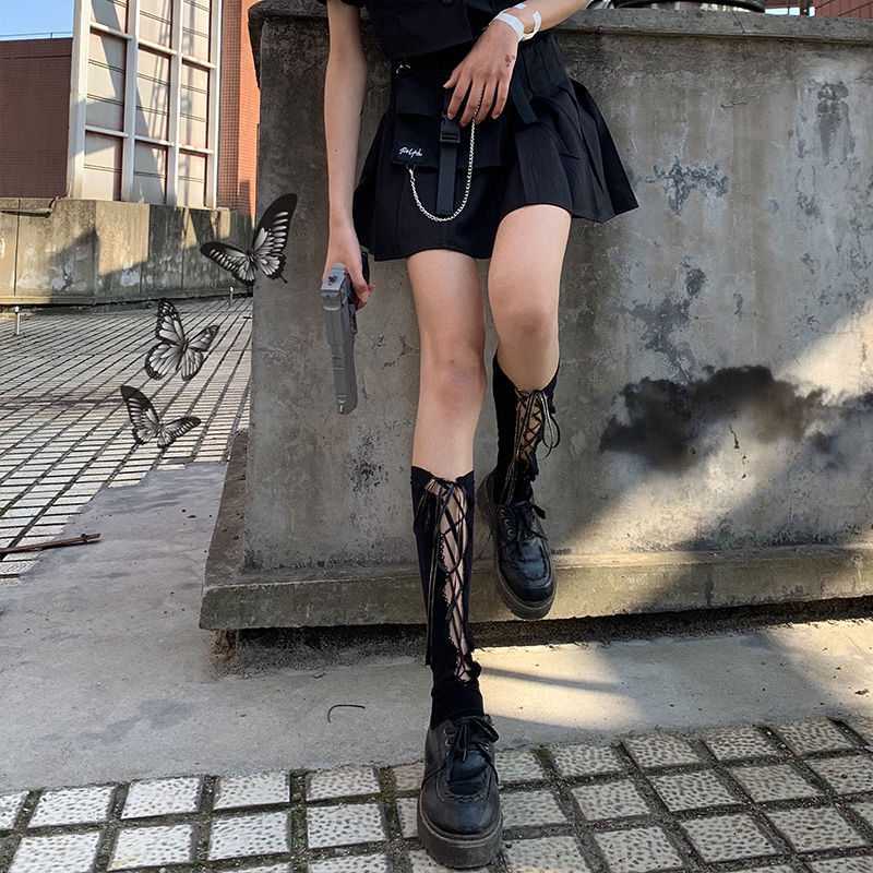 Fashionable Cross Straps Over-the-knee Socks