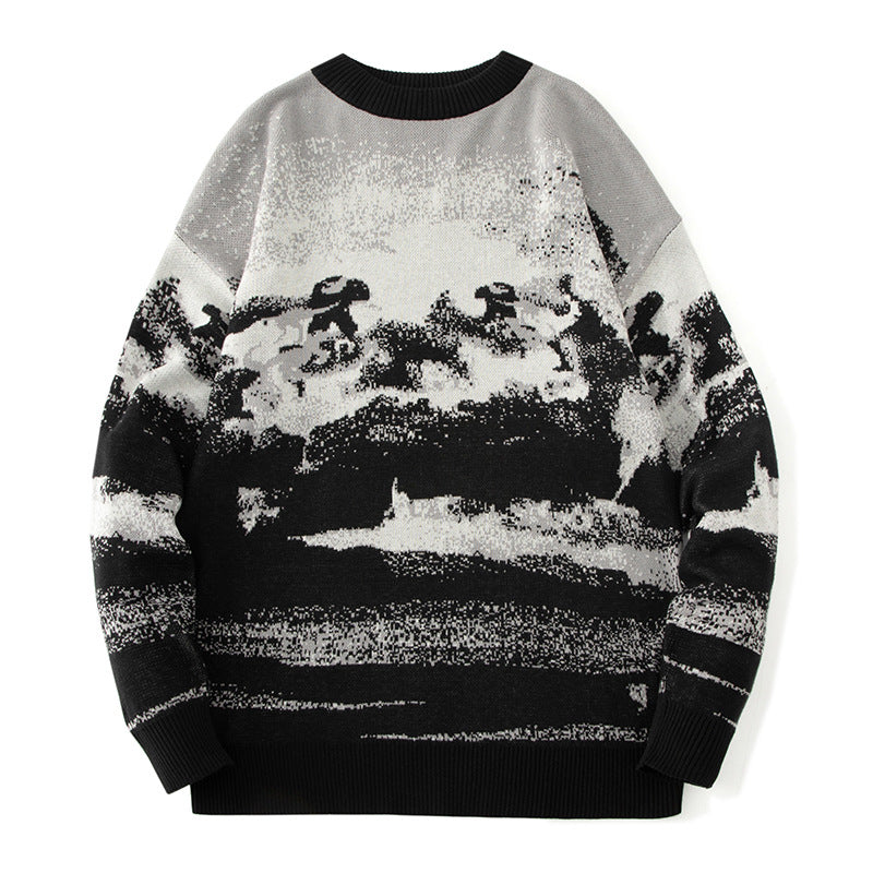 Rundhalset Pullover Herre Strikket Sweater Langærmet