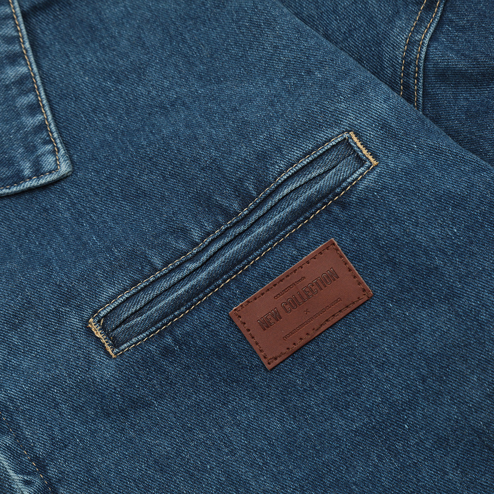 Creative Contrast Color Letter Printing Denim Jacket