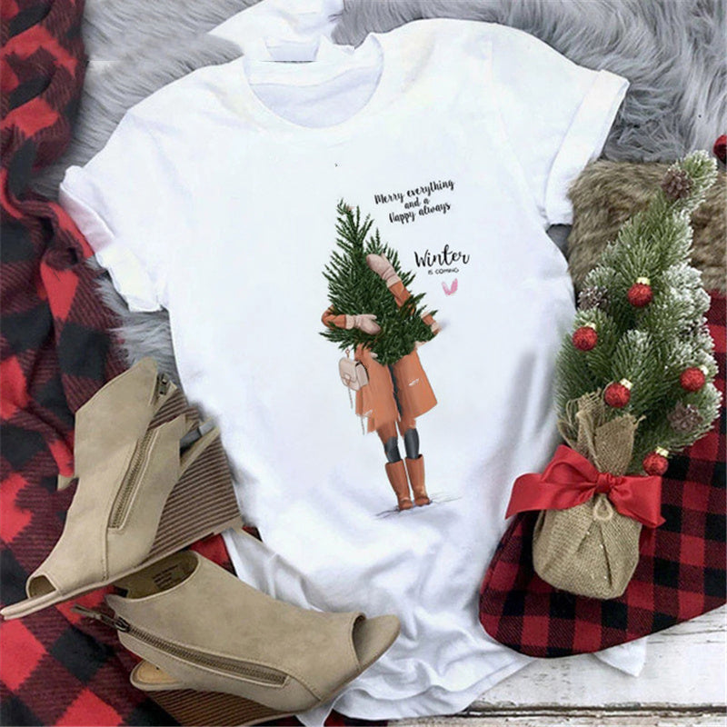 Christmas  Print Girlfriends Red T-Shirt