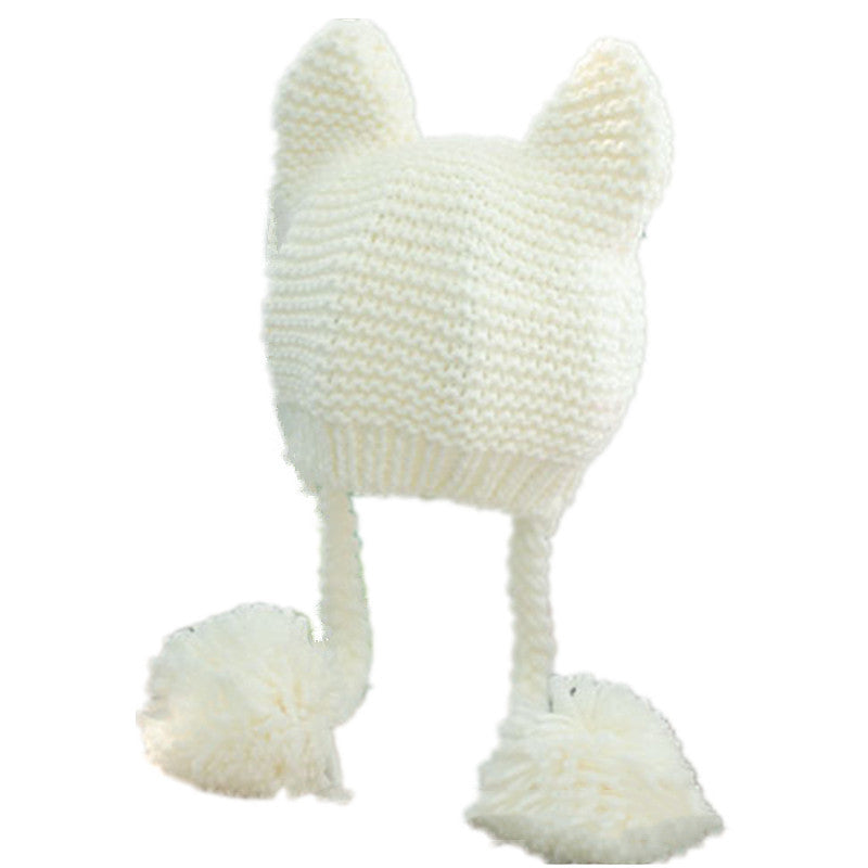 Warm Women's Hand Knitted Kawaii Cat Ears Hat