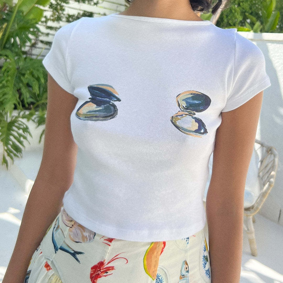 European And American Y2g Cotton Short-sleeved Women's Round Neck Printing