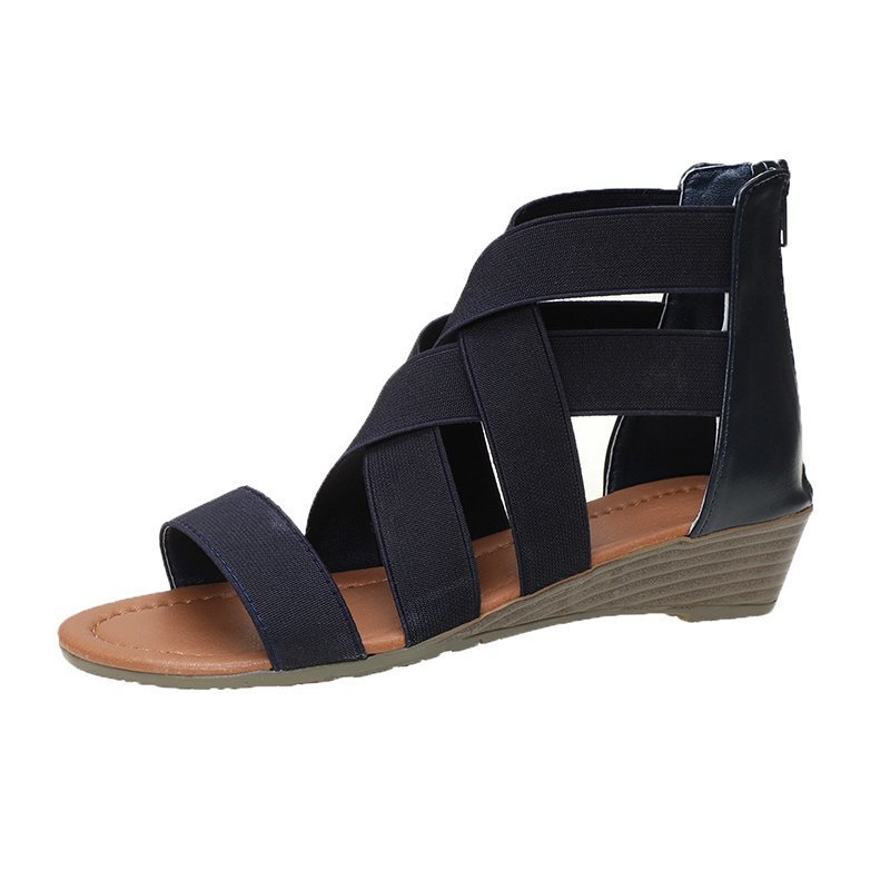 Summer New Large Size Women's Solid Color Low Heel Sandals