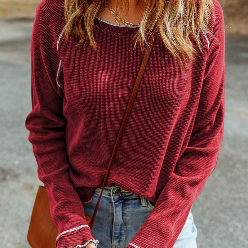 New Autumn Thin Solid Color Bottoming Shirt For Women