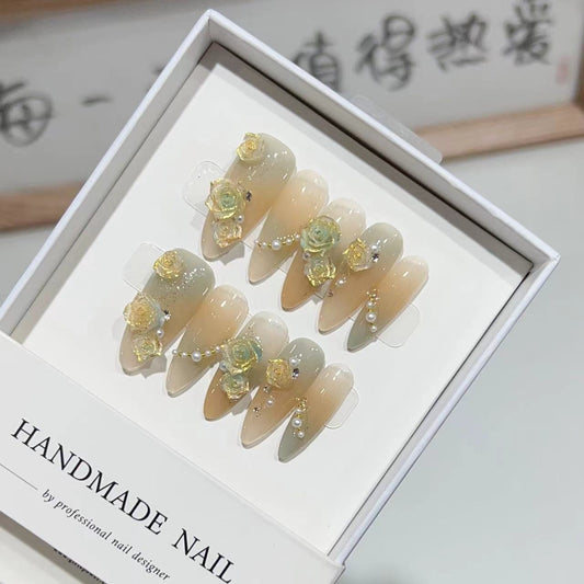 Affordable Luxury Style Colored Glaze Rose Nail Art