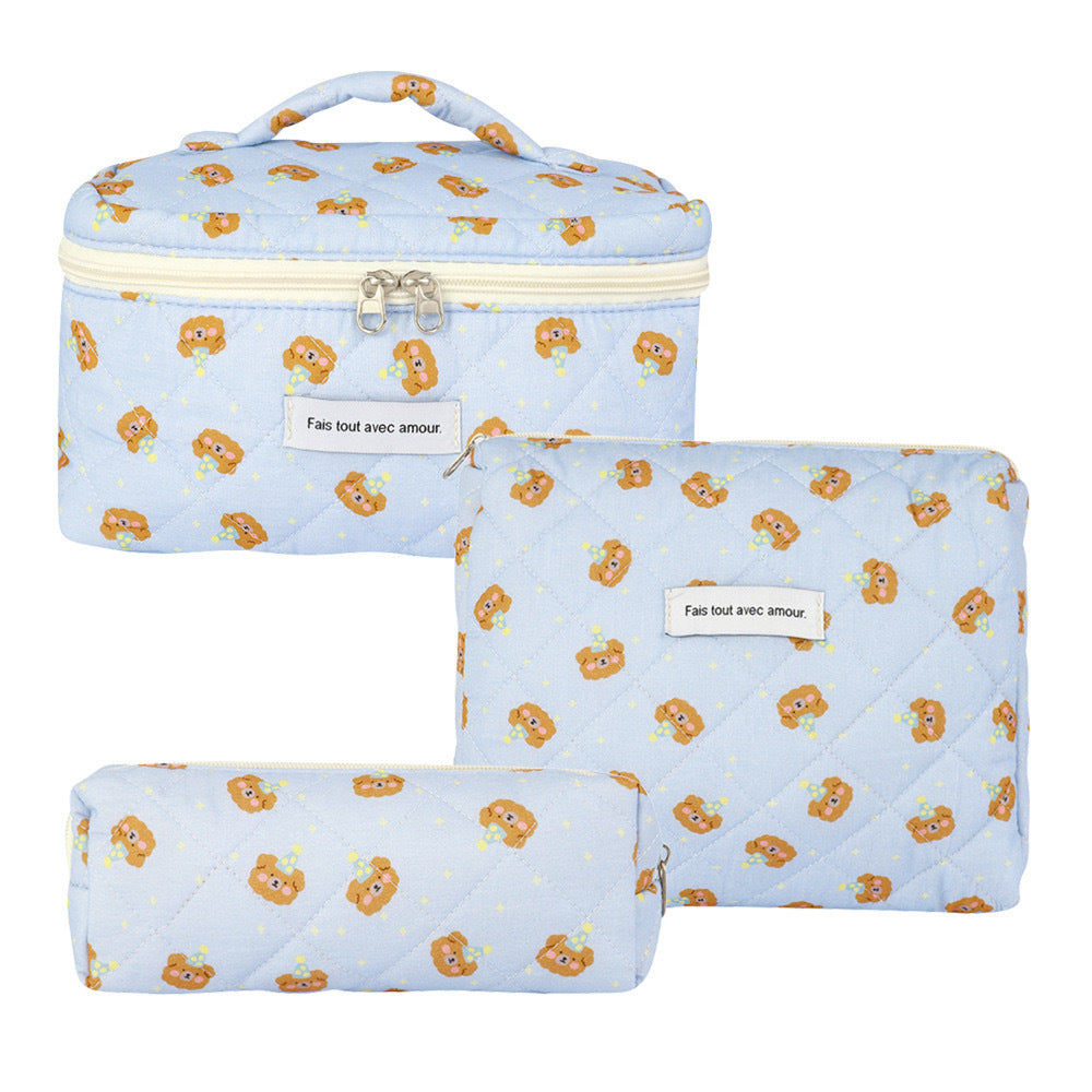 Small Floral Storage Portable Cosmetic Bag Large Capacity