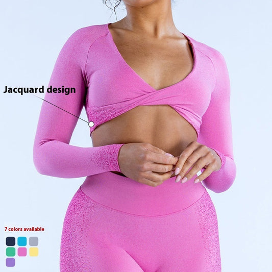 Kort top, sport, fitness T-shirt, halv ærme, iøjnefaldende langærmet yogatøj